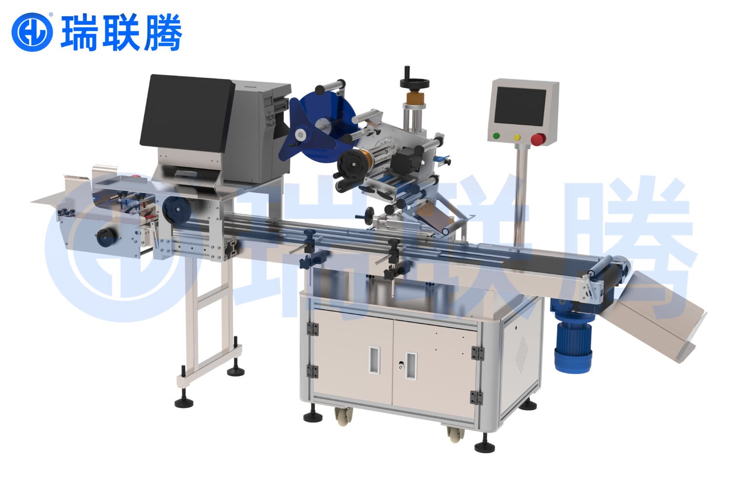 可以精准将标签贴到指定位置的全自动在线打印贴标机停放在这里