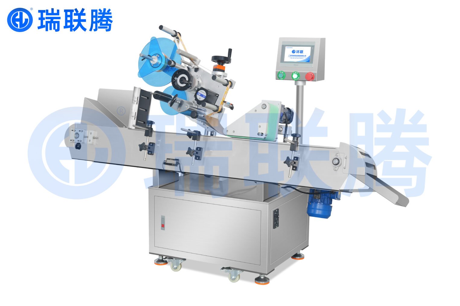 可以精准将标签贴到指定位置的卧式圆瓶贴标机停放在这里