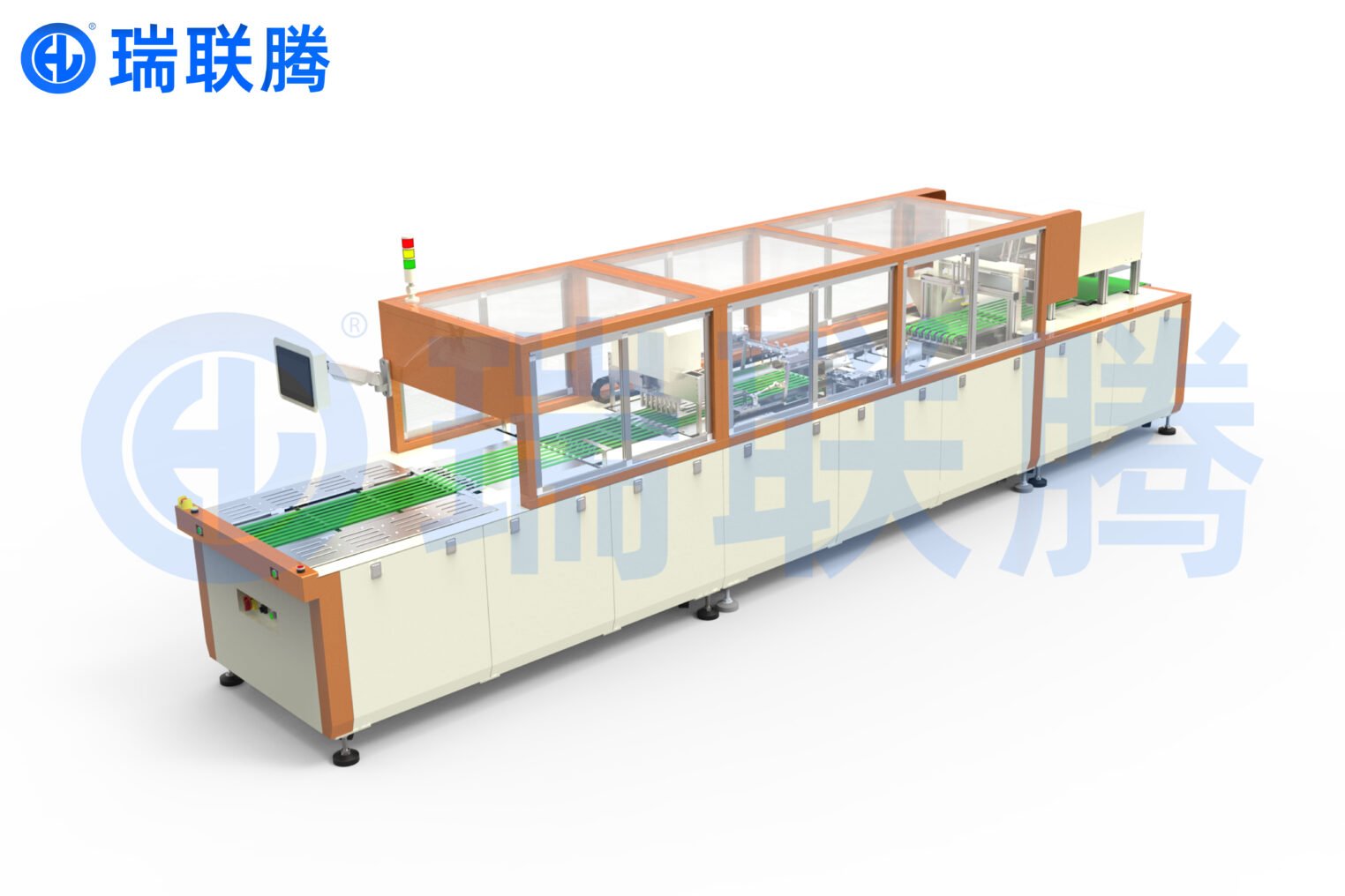 瑞联腾长型服装折叠机生产线 自动放油纸折叠包装机流水线