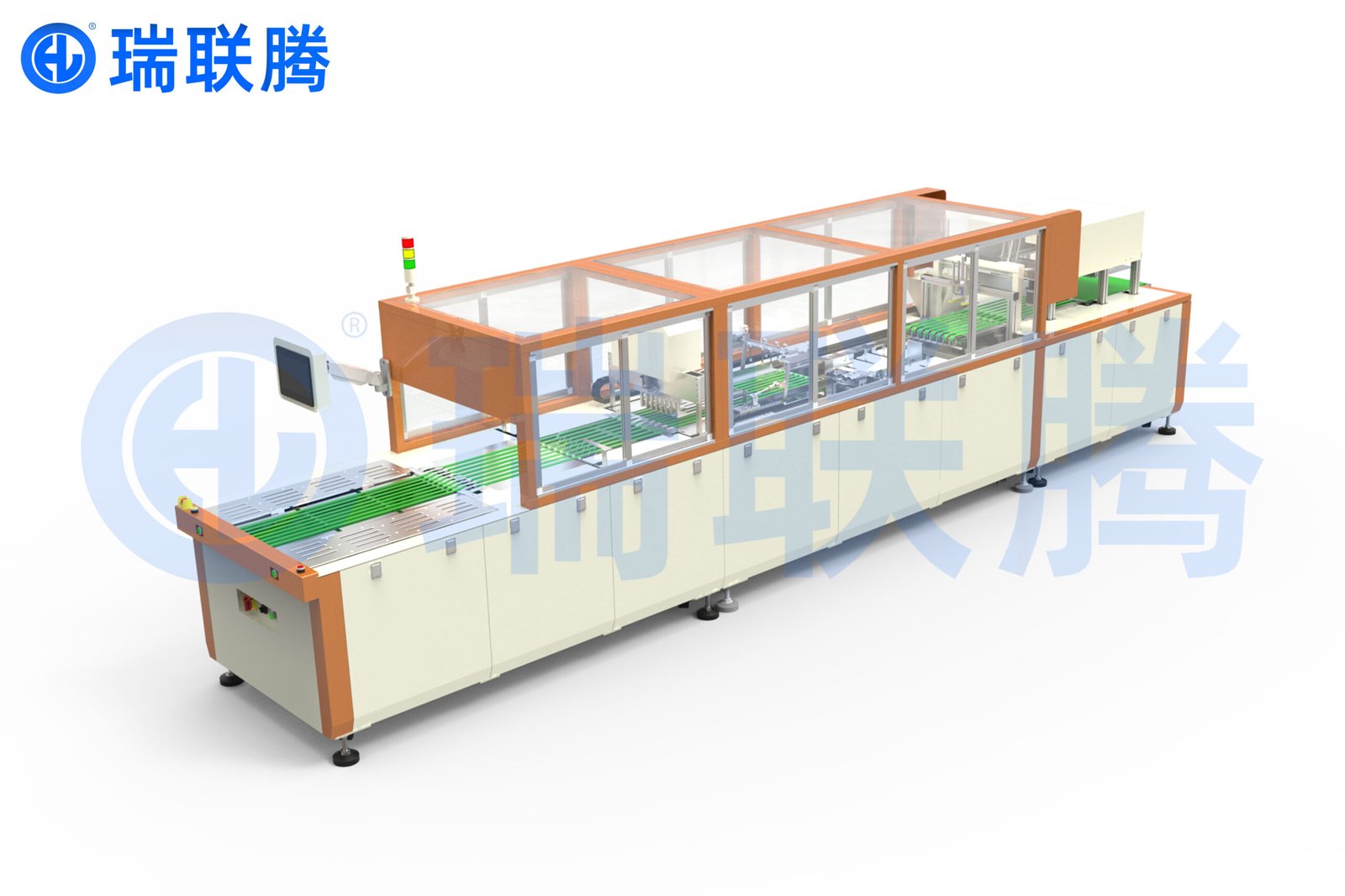 瑞联腾长型服装折叠机生产线 自动放油纸折叠包装机流水线